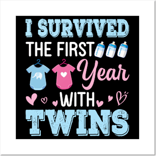 I Survived The First Year With Twins Happy Mothers Day To Me Posters and Art